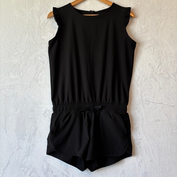 Albion Womens Black Ruffle Cap Sleeve One piece casual shorts Romper size XS - Picture 2 of 9